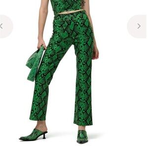 Simon Miller Vibrant Green Snake Print Pants 25